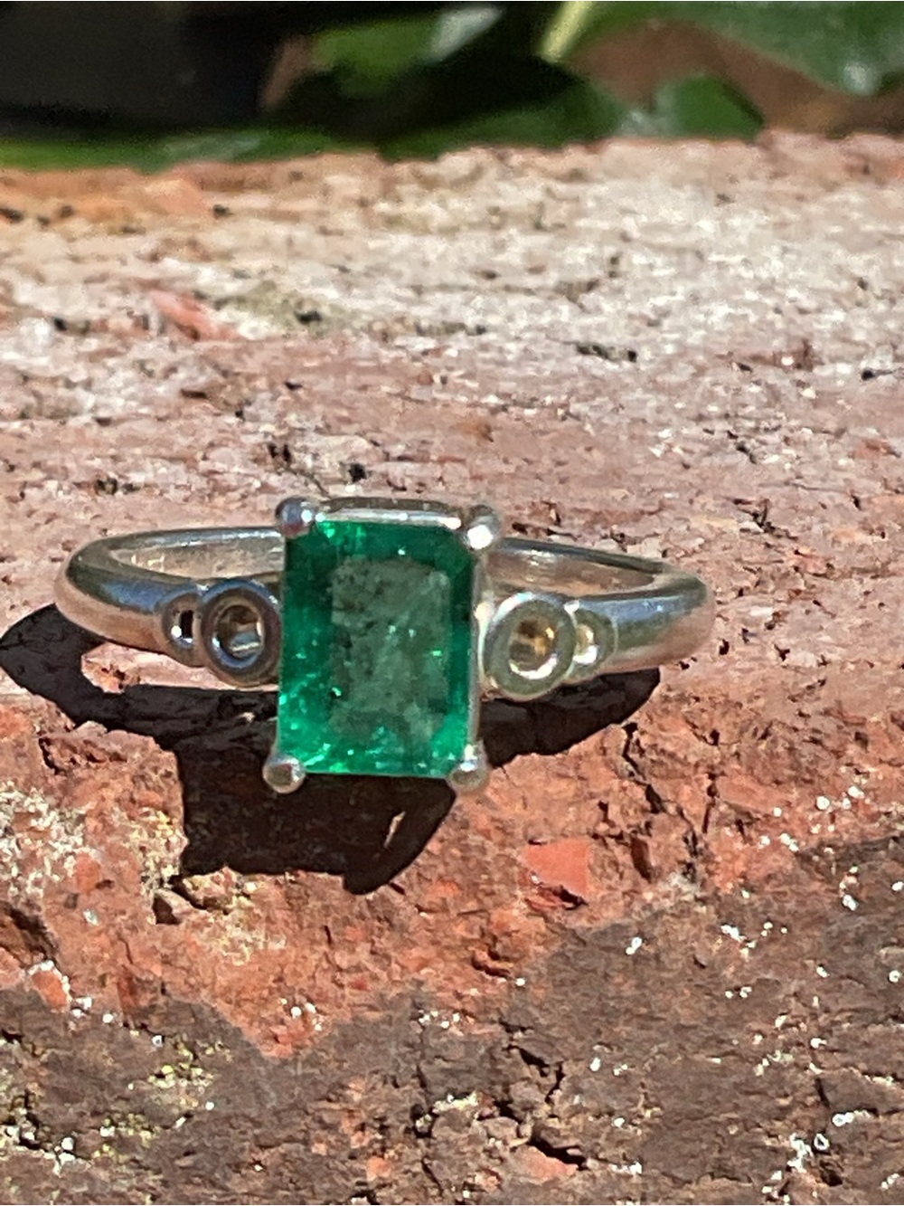 Emerald .925 Silver Ring 6